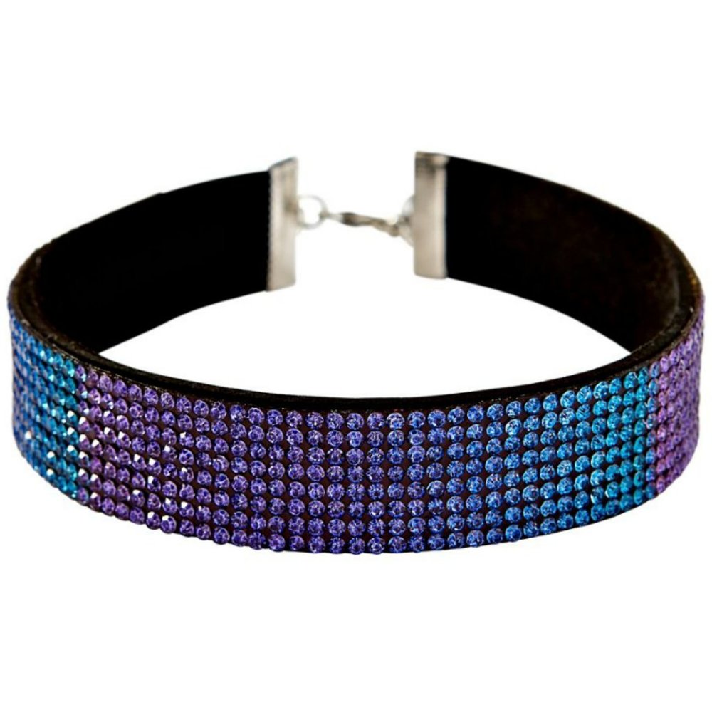 NWT Mystical Purple and Blue Ombre Rhinestone Choker Necklace Occult Fairy